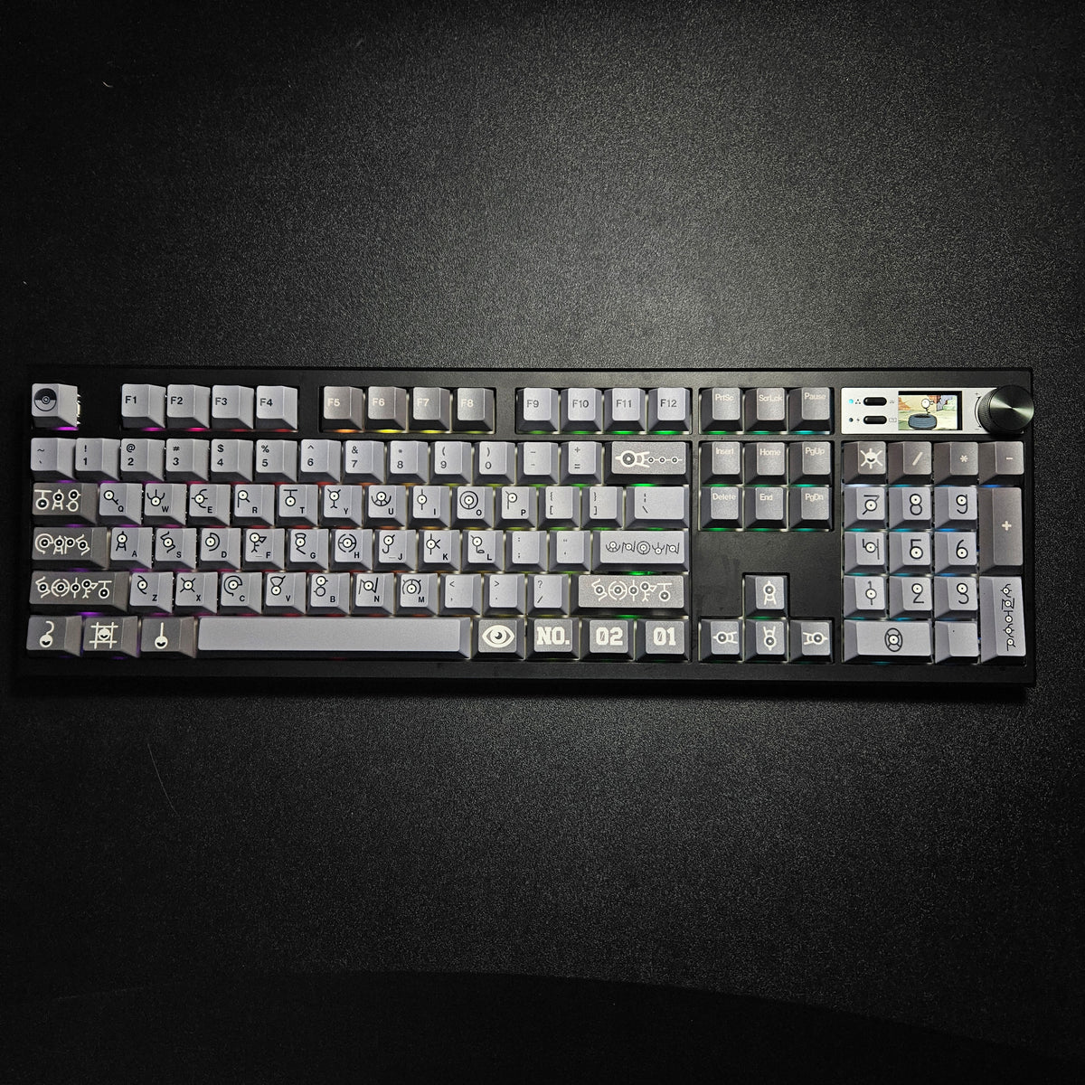 Unknown V2 100% full-size custom mechanical keyboard with ancient script themed keycaps