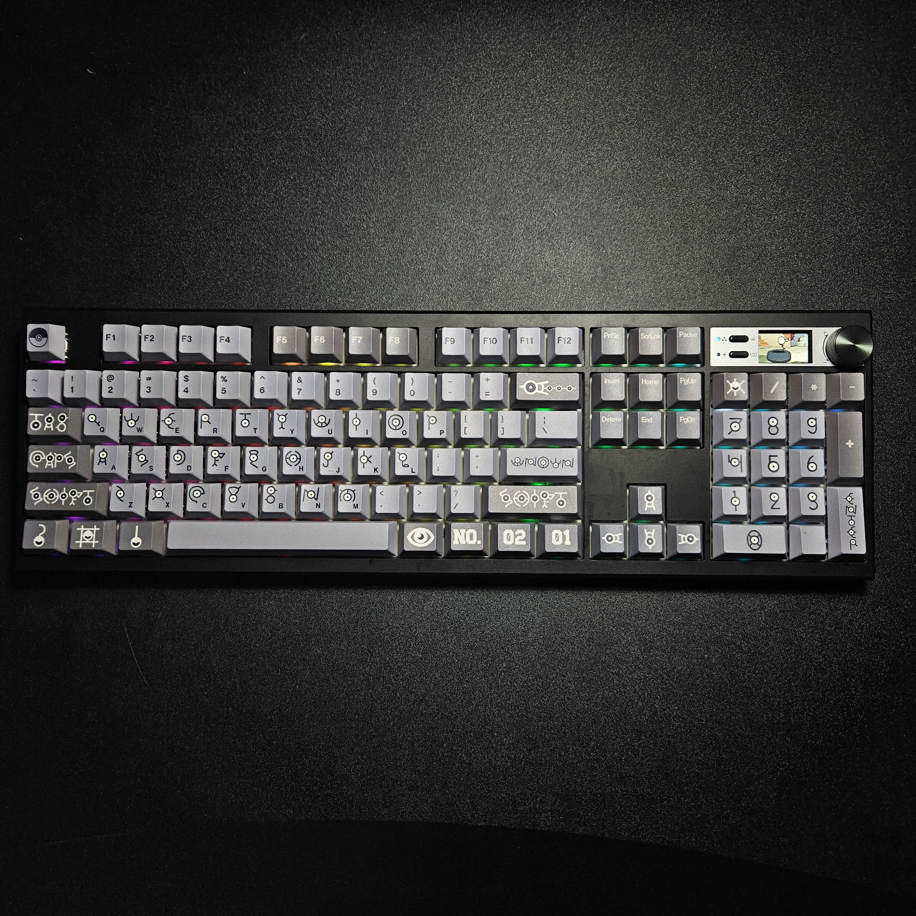 Unknown V2 100% full-size custom mechanical keyboard with ancient script themed keycaps
