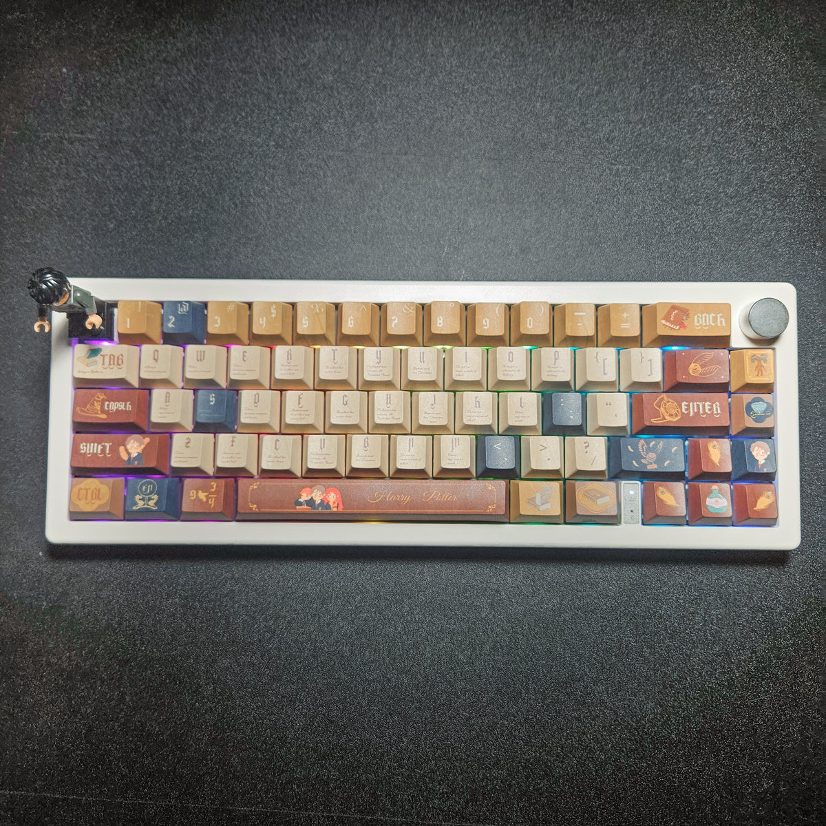The Chosen One V2 65% custom mechanical keyboard in cream and maroon palette
