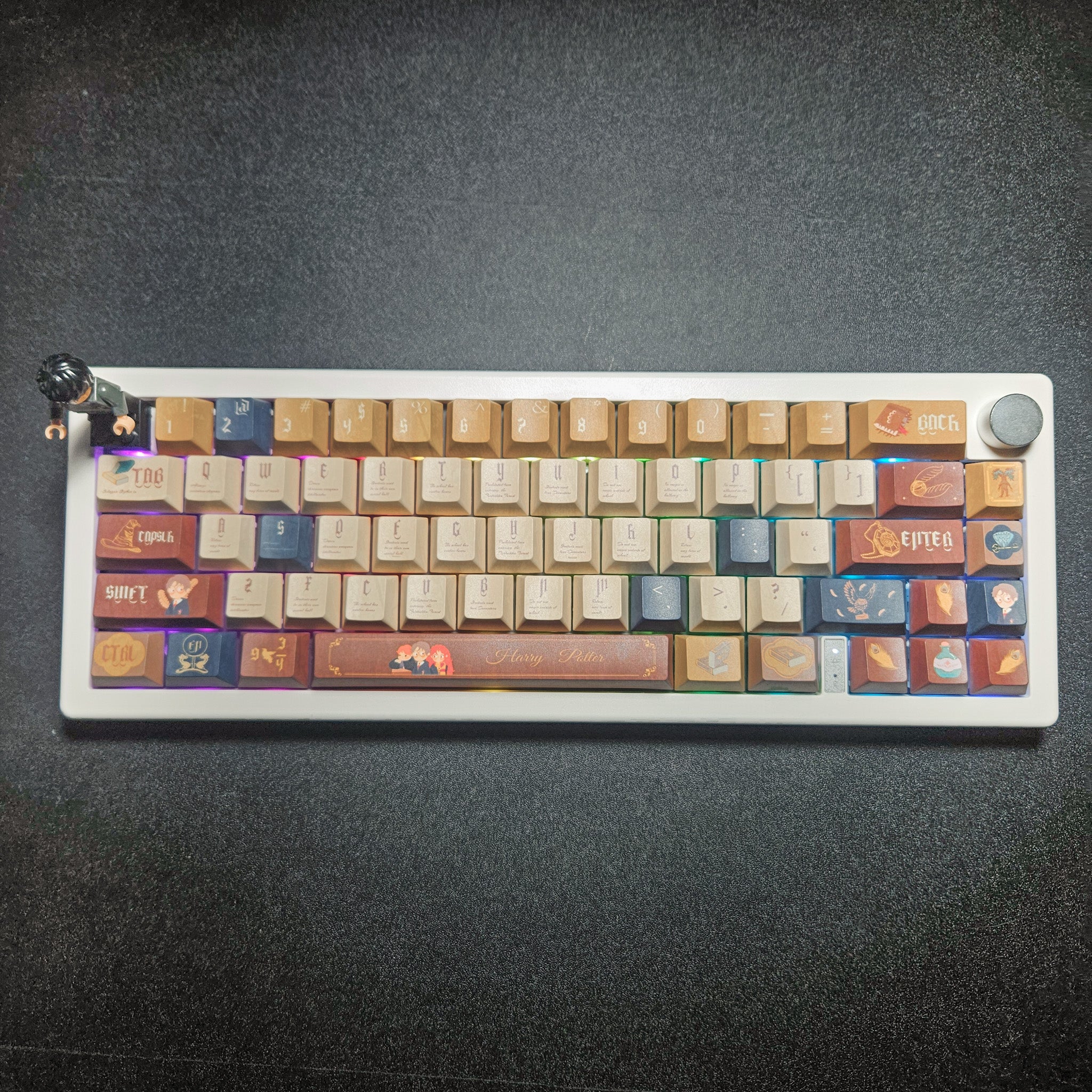 The Chosen One V2 65% custom mechanical keyboard in cream and maroon palette