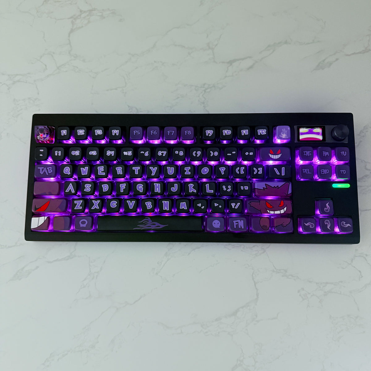 Shadow Specter V2 80% custom mechanical keyboard with purple and black ghost-themed keycaps