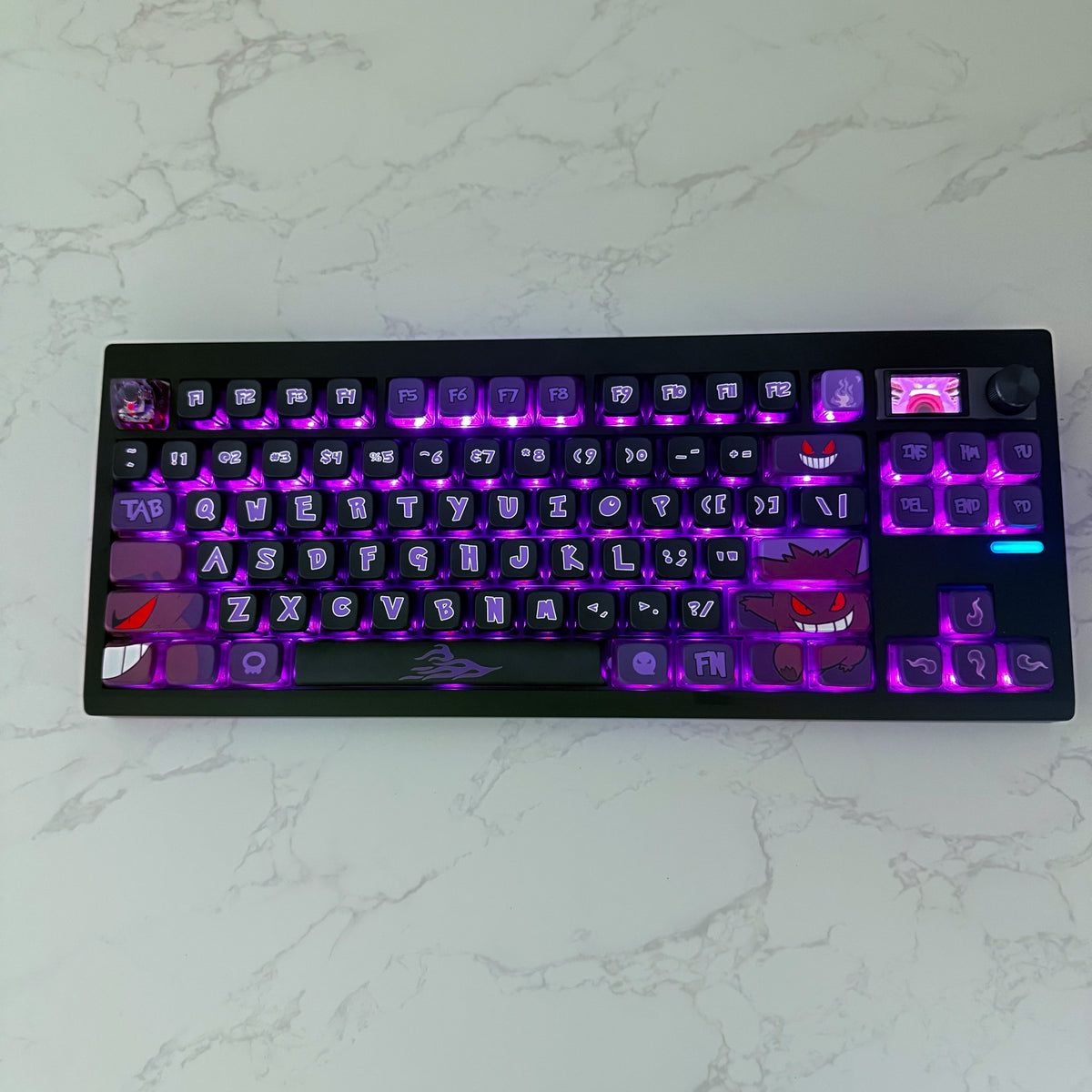 Shadow Specter V2 keyboard top-down view showing media controls and rotary knob