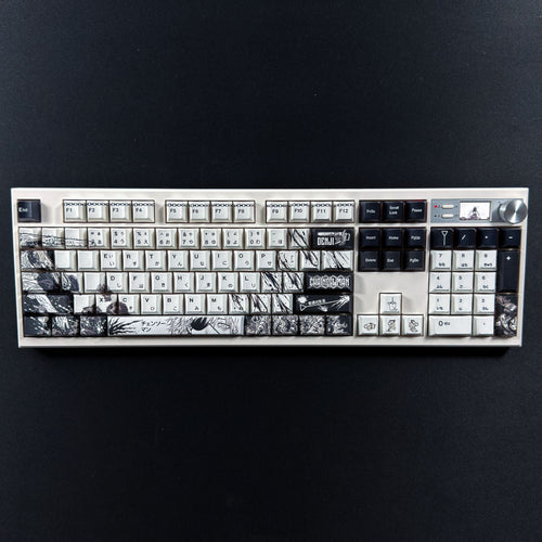 Denji Chainsaw Man keycaps on a full-size Resonic Studio keyboard