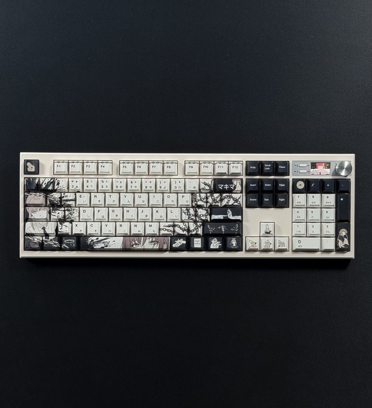 Makima Chainsaw Man keycaps on a Resonic 100% keyboard